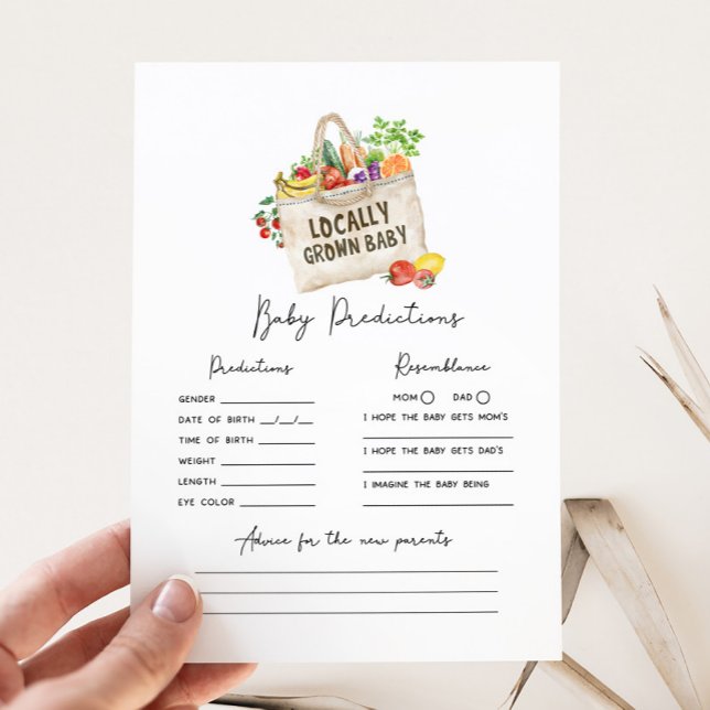 Lámina Locally Grown Baby Shower Baby Predictions Game (Locally Grown Baby Shower Game)