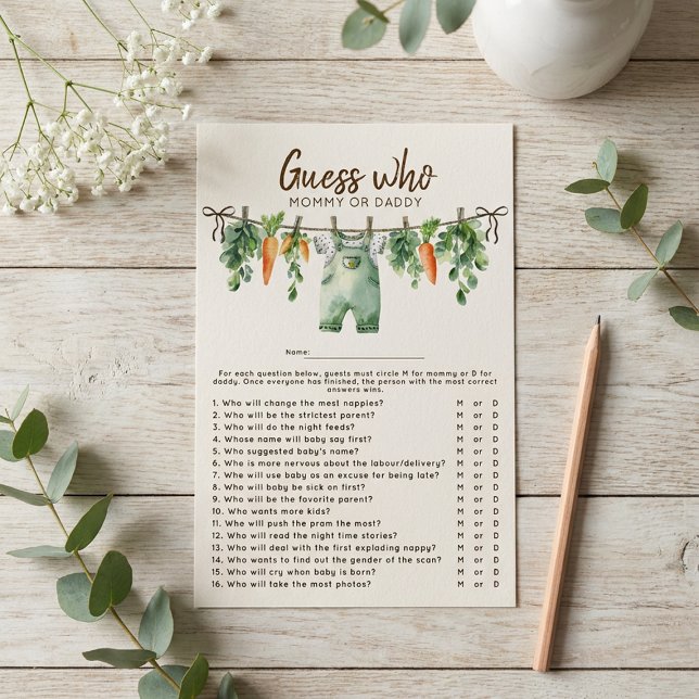 Lámina Locally Grown Guess Who Baby Shower Game (Subido por el creador)