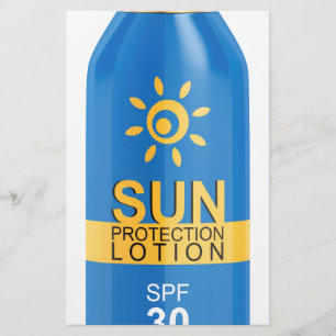Lámina Loción de pantalla solar en blanco