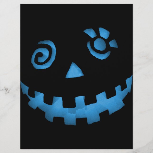 Lámina Loco Jack O Lantern Pumpkin Face Blue (Anverso)