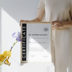 Lámina Logotipo de certificado simple para empresas blanc