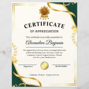 Lámina Logro Apreciado Certificado Azul de Oro