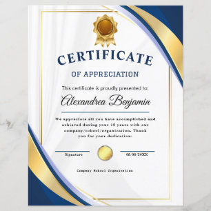Lámina Logro Apreciado Certificado Azul de Oro