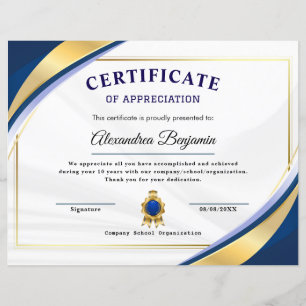 Lámina Logro Apreciado Certificado Azul de Oro