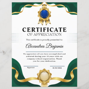 Lámina Logro Apreciado Certificado Azul de Oro