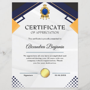 Lámina Logro Apreciado Certificado Azul de Oro