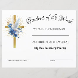 Lámina Logro de la Cruz del Oro del Espíritu Santo Católi