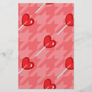 Lámina lollipop de corazón con hongos rosa