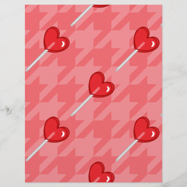 Lámina lollipop de corazón con hongos rosa (Anverso)