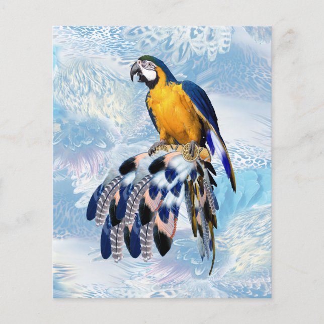 Lámina Loro exótico plumas tono azul  (Anverso)