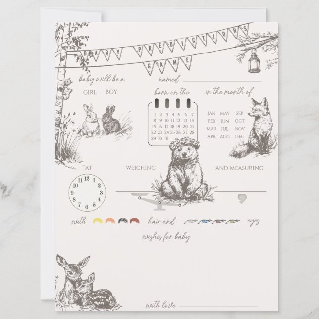 Lámina Los animales de Woodland predicen el juego (Anverso)