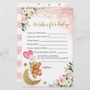Lámina Los Deseos De Baby Shower De Los Bebés Rosados Par