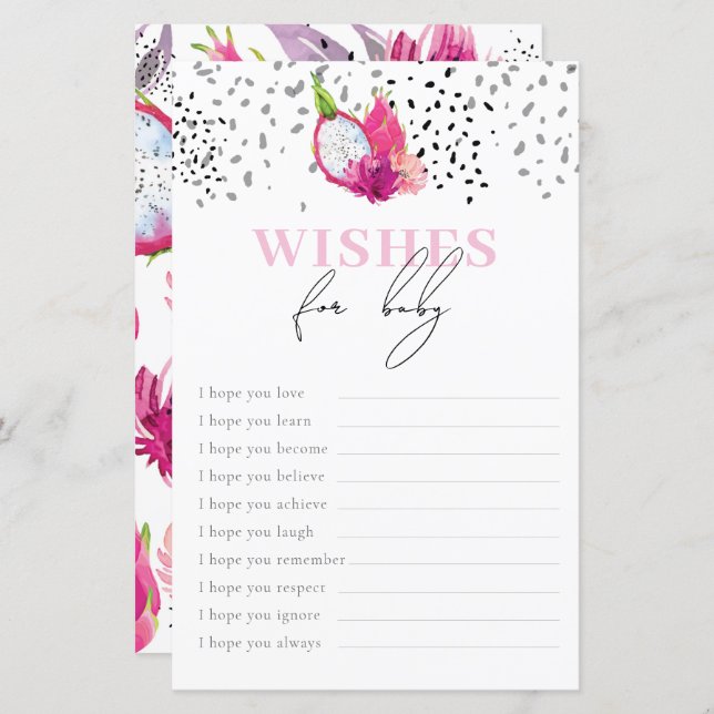 Lámina Los Deseos Del Bebé Por El Juego Del Bebé Pitaya (Anverso / Reverso)