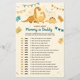 Lámina Los dinosaurios de Baby Shower adivinan quién es m