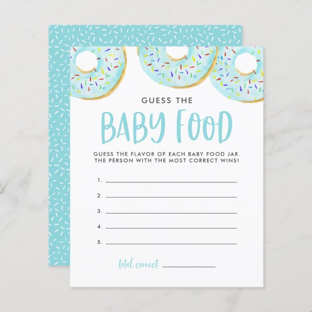 Lámina Los Donuts Azules Adivinan El Juego De Baby Shower (Anverso / Reverso)