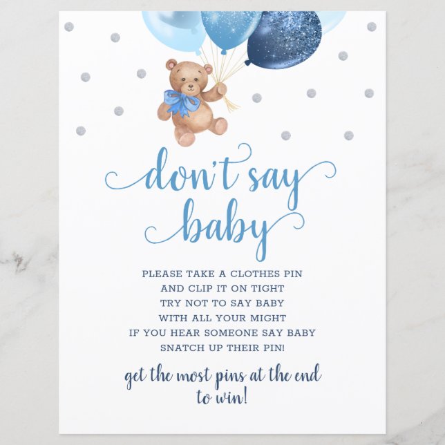 Lámina Los globos azules de Teddy Bear no dicen juego de  (Anverso)