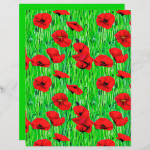 Lámina Los lapachos rojos en un campo verde