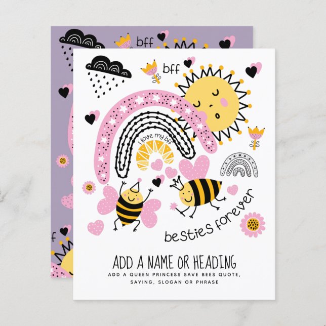 Lámina Los mejores amigos de las abejas reina por siempre (Anverso / Reverso)