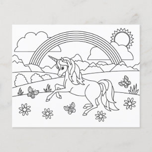 Lámina Los niños pintan el arcoiris de unicornio