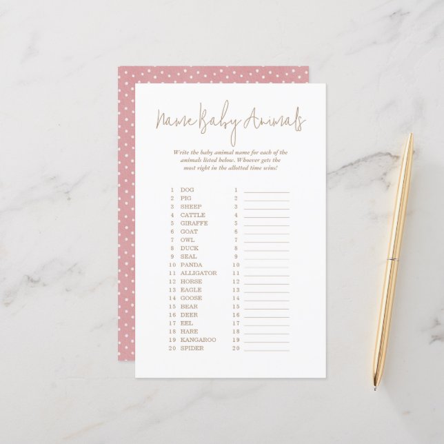 Lámina Los puntos de polka nombran juego de Baby Shower p (Anverso/Reverso In Situ)