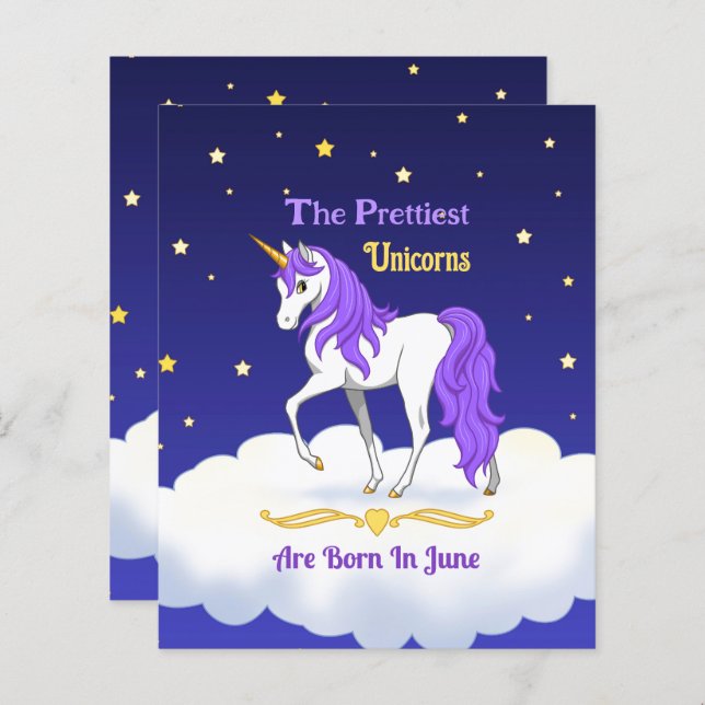 Lámina Los Unicornios Más Bellos Nacieron En Junio (Anverso / Reverso)