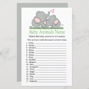 Lámina Love Elephants Baby Animals Name Game