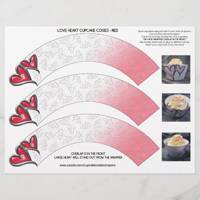 Lámina Love Hearts Cupcake Cosie - Rojo (Anverso)