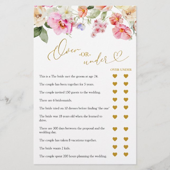 Lámina Love In Bloom Over or Under Games Card (Anverso)