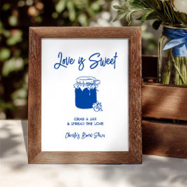 Lámina Love Is Sweet Blue Bridal Shower Jam Bar Sign