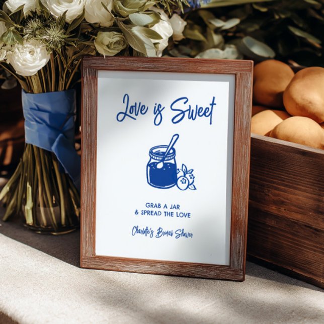 Lámina Love Is Sweet Blue Bridal Shower Jam Bar Sign (Love Is Sweet Blue Bridal Shower Jam Bar Sign)