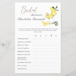 Lámina Love Limoncello Cocktail Bridal Shower Game