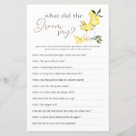 Lámina Love Limoncello Cocktail Bridal Shower Game