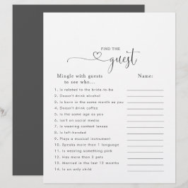 Lámina Love Script Bridal Shower Find the Guest Game