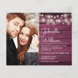 Lámina Luces de Cadena de Presupuesto Burgundy Invitación