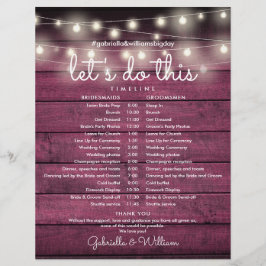 Lámina Luces de Cadena Rojas Madera Boda Calendario Línea