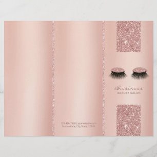 Lámina Luces Salón De Belleza Rosa De Oro Triple Doble Br