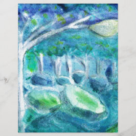 Lámina Luciérnagas y el paisaje acuático de Moonlight