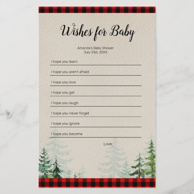 Lámina Lumberjack Watercolor Wiers for Baby Game (Anverso)