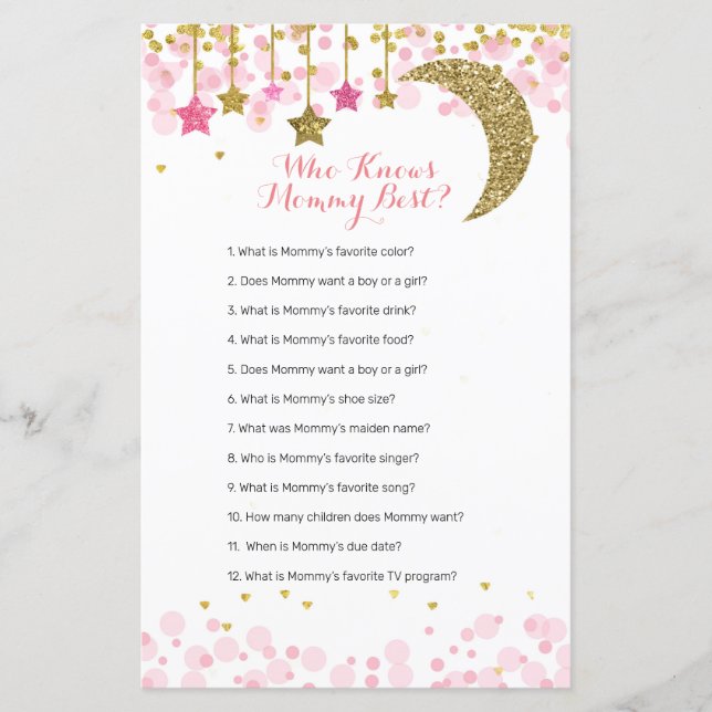 Lámina Luna rosa purpurina acuarela que conoce a mamá mej (Anverso)