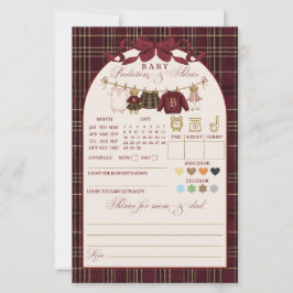 Lámina Luxsary Teddy Baby Shower Girl Plaid Game