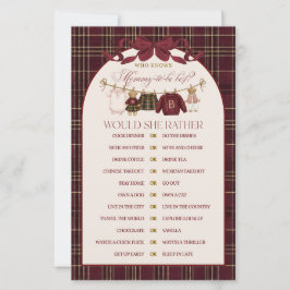 Lámina Luxsary Teddy Baby Shower Girl Plaid Game