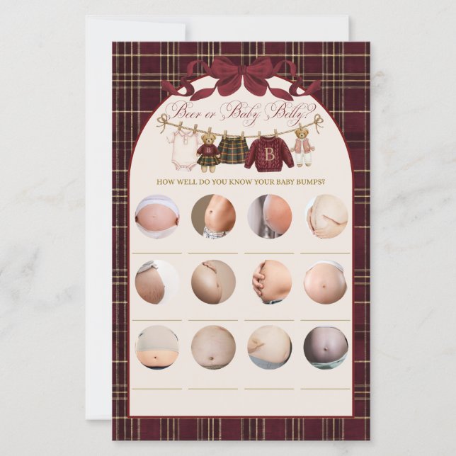 Lámina Luxsary Teddy Baby Shower Girl Plaid Game (Anverso)