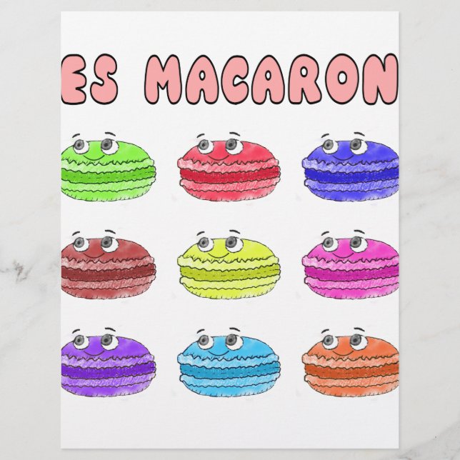Lámina Macarons Lindos Dibujos Animados (Anverso)
