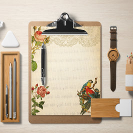 Lámina Macaws Y Rosas Vintage