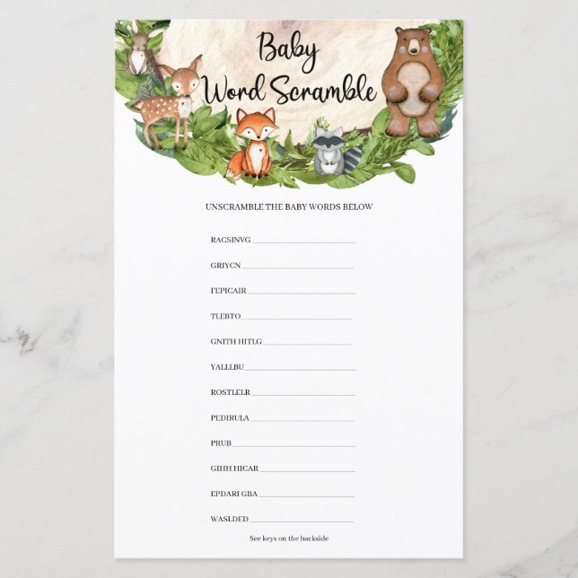 Lámina Madera de los animales del bosque de Woodland Bebe (Anverso)