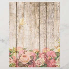 Lámina Madera de Rosas Rústicos Vintage