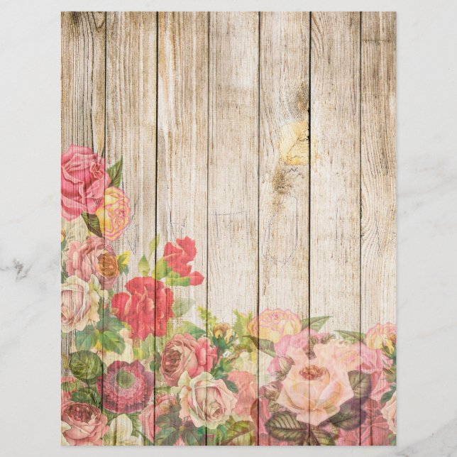Lámina Madera de Rosas Rústicos Vintage (Anverso)