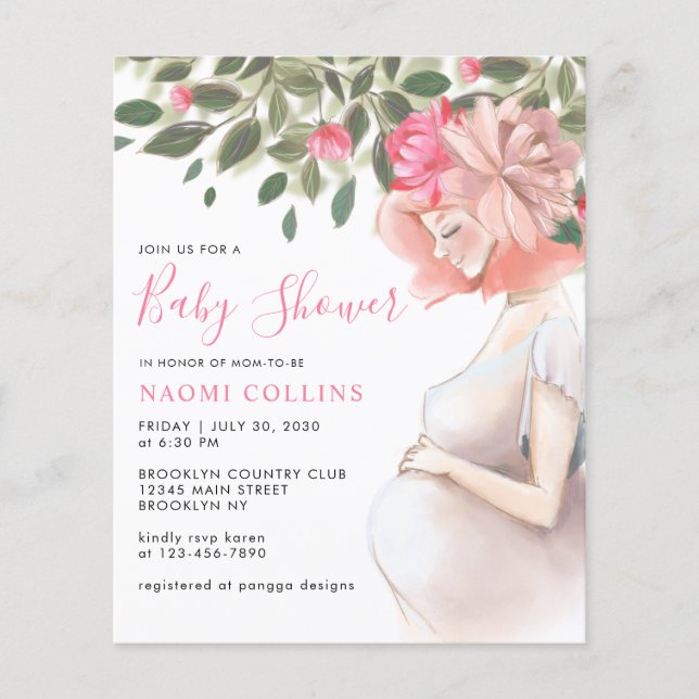 Lámina Madre embarazada Floral Madre madre madre Baby Sho (Anverso)