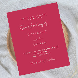 Lámina Magenta elegant script budget wedding invitation