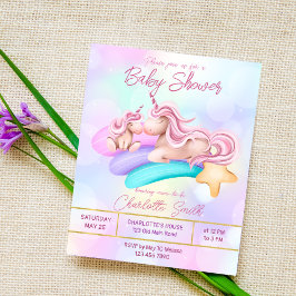Lámina Magical rainbow unicorn baby shower budget invite